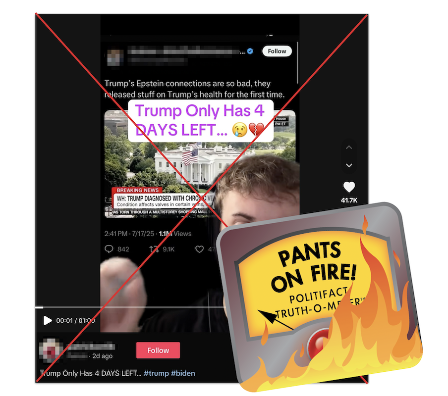 POF graphic for TikTok claiming Trump has '4 days left' 07-21-2025