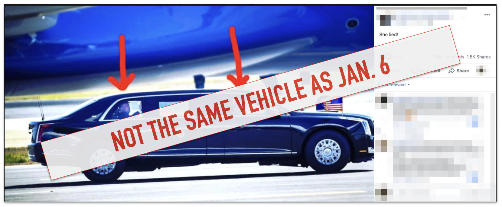 Trump limo photo FB post marked