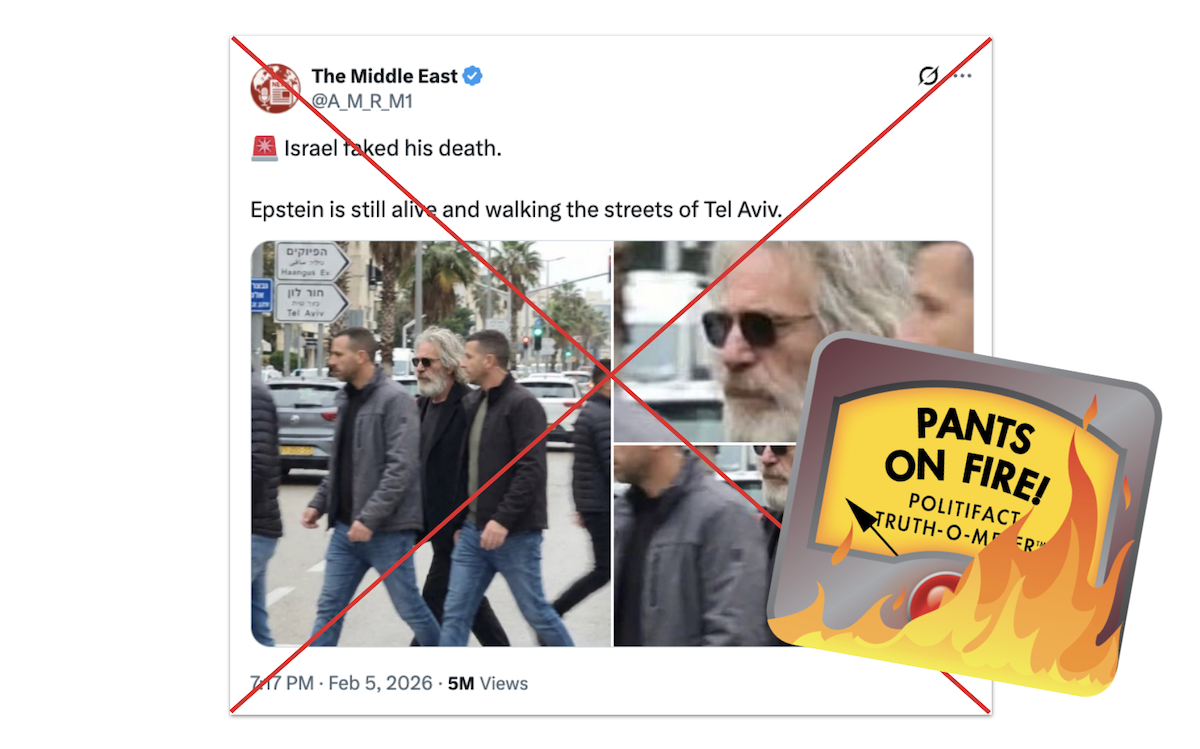 Screenshot of Epstein in Tel Aviv AI image, 02-06-2026