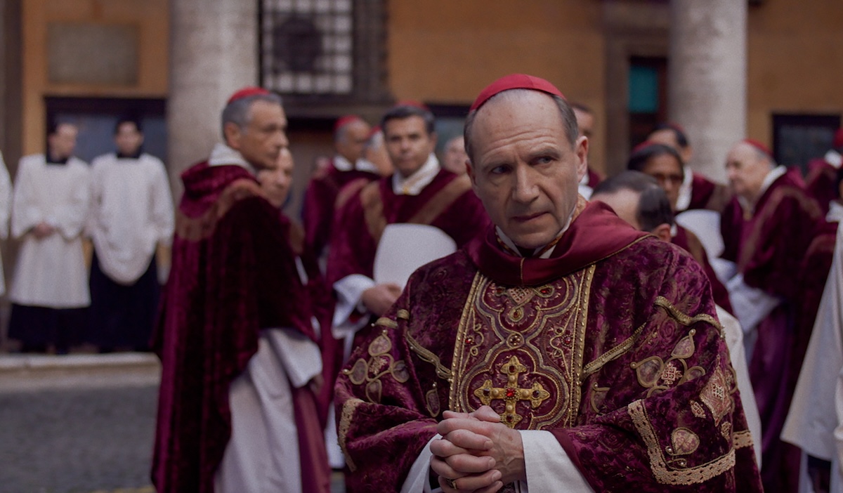 Still of Cardinal Lawrence from Conclave, from Focus Features