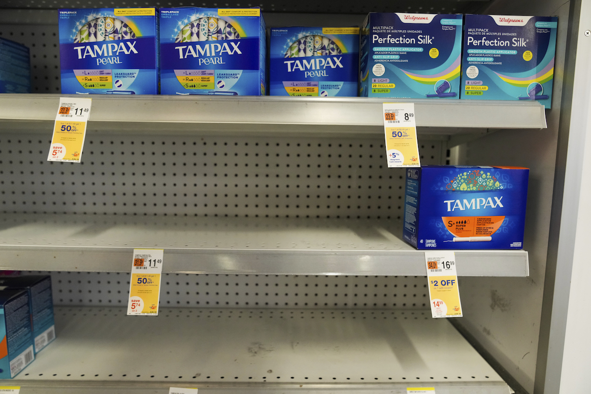 Tampon shortage at Duane Reade in New York City on June 10, 2022