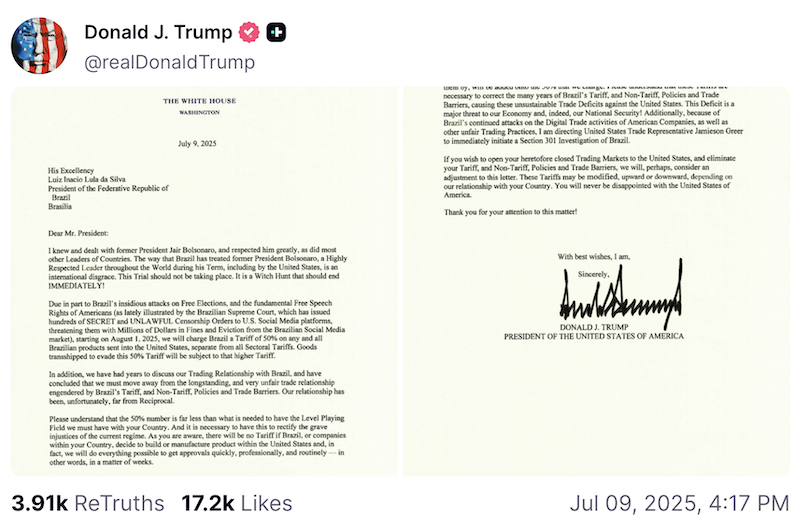 Trump letter to Brazil
