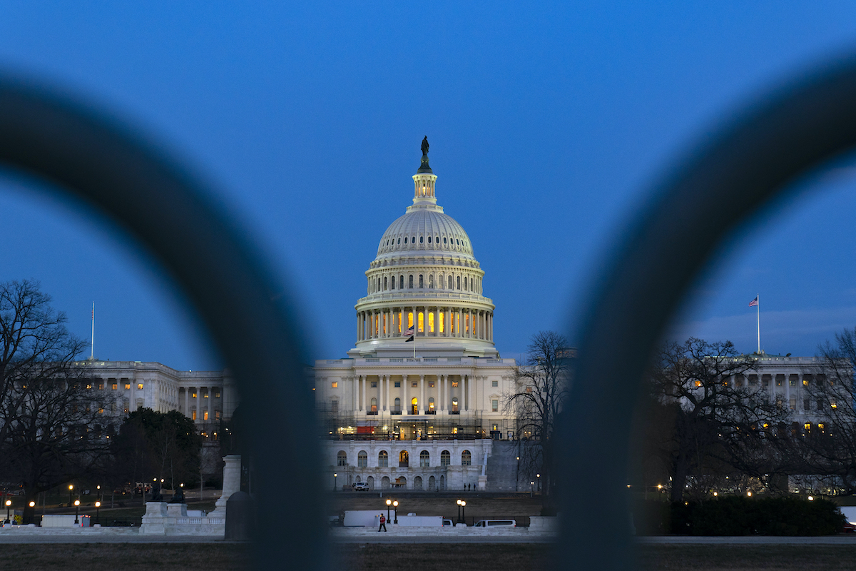 U.S. Capitol with barricades before SOTU 3-1-22