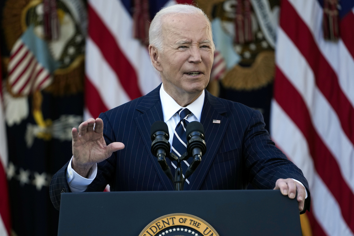 Photo of Biden speaking at the Rose Garden 11-7-2024