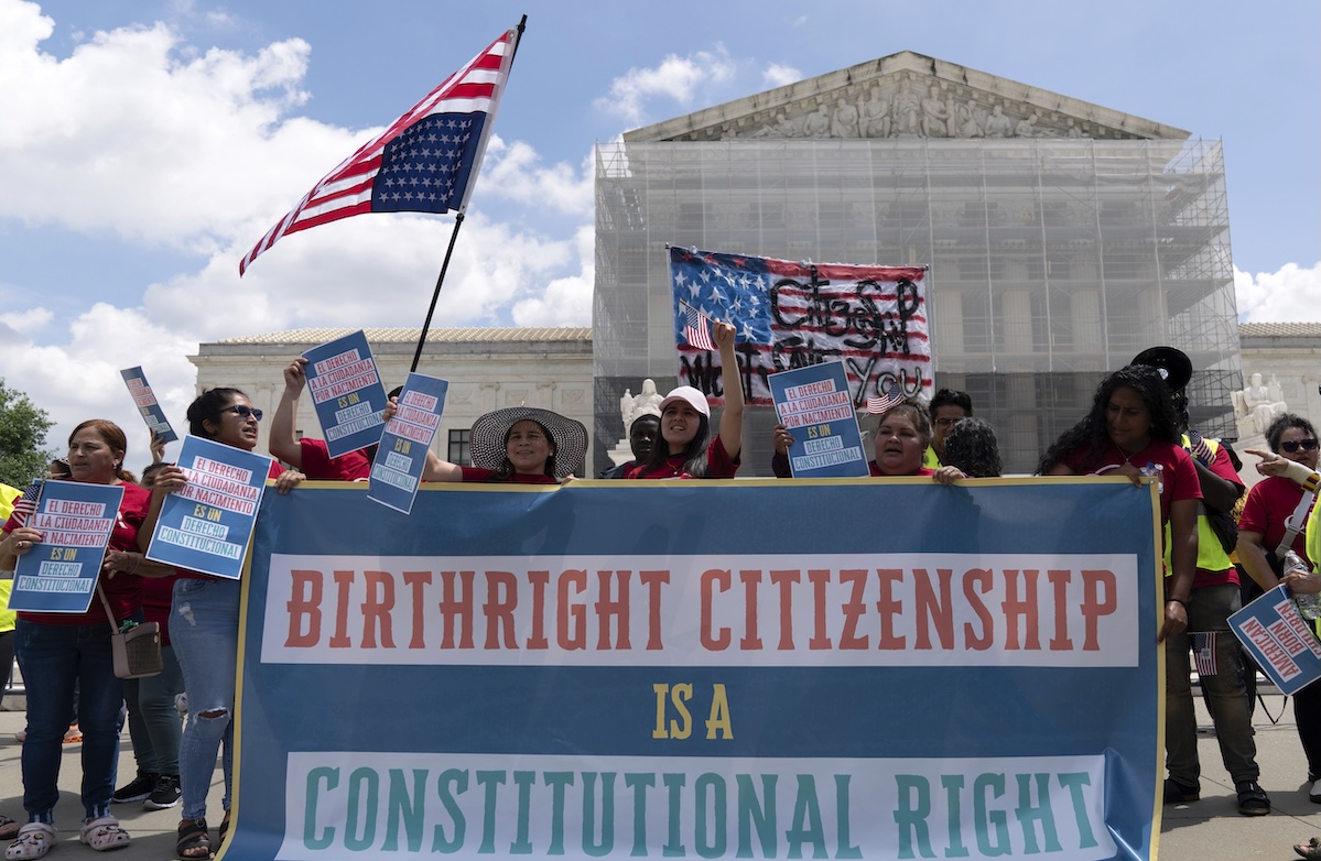 Supreme Court demonstrators birthright citizenship 05-15-2025