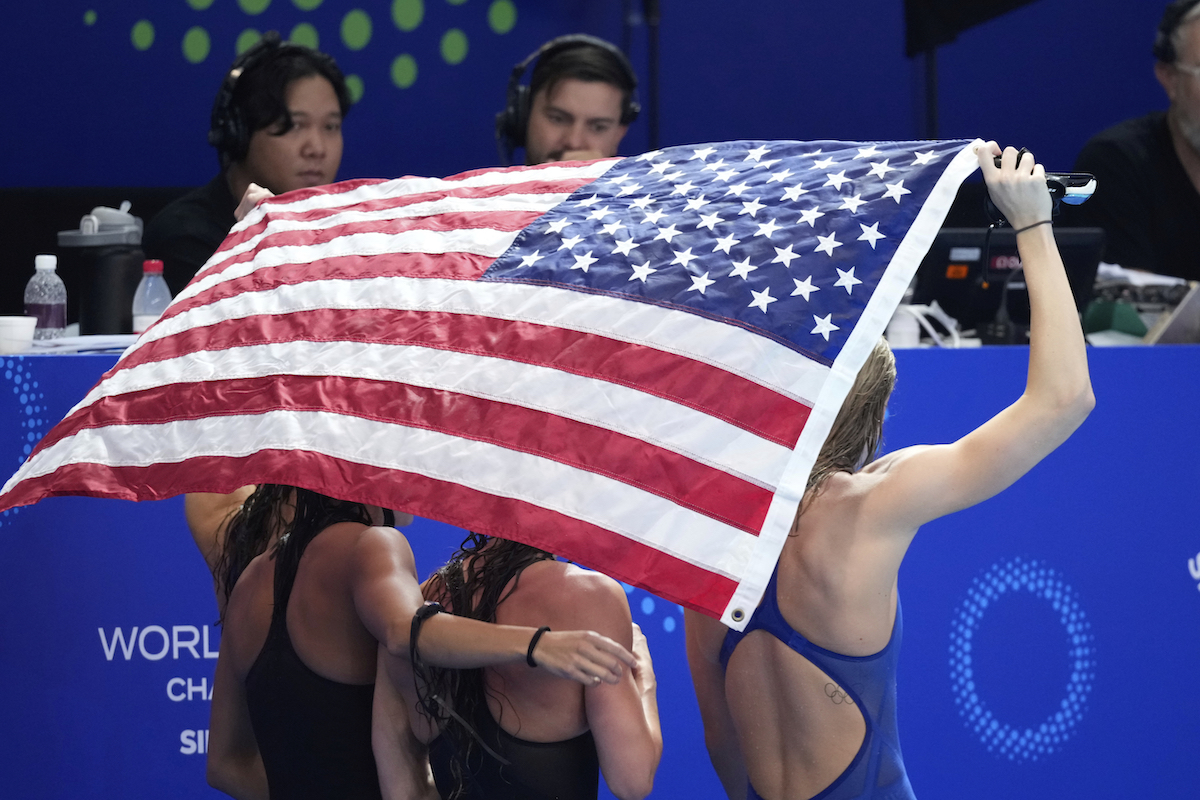 Singapore Swimming Worlds women's Team USA swimming