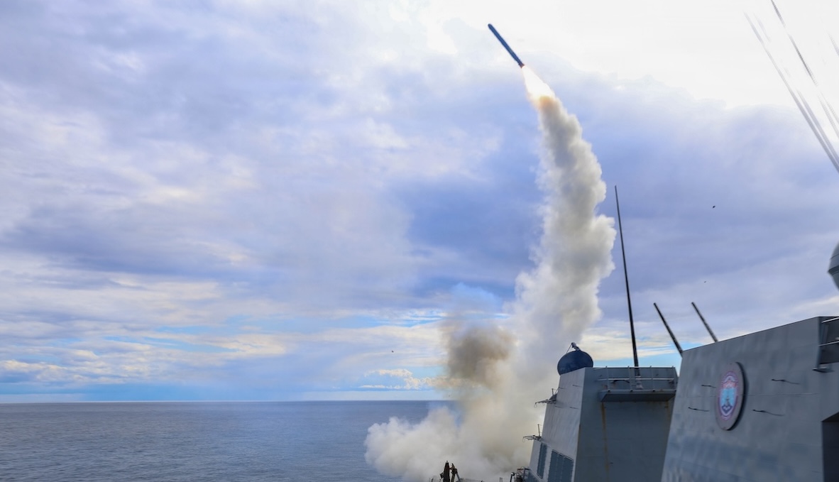 Tomahawk missile fired from ship Iran war March 1 2026