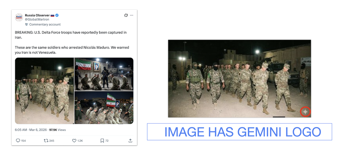 Fake images of US soldiers with Gemini logo, 03-12-2026