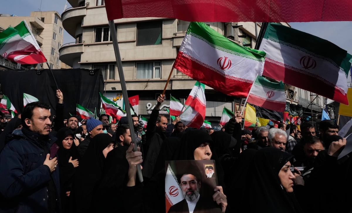 Iranian flags at funeral procession, Tehran, Iran, 03-11-2026.