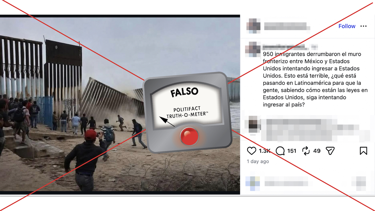 Grafico de imagen de muro fronterizo falsa