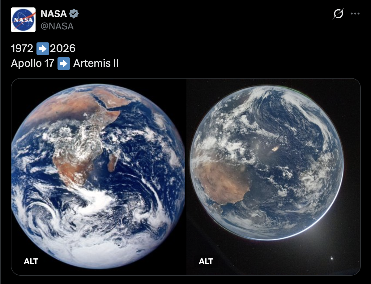 Screenshot of NASA X post