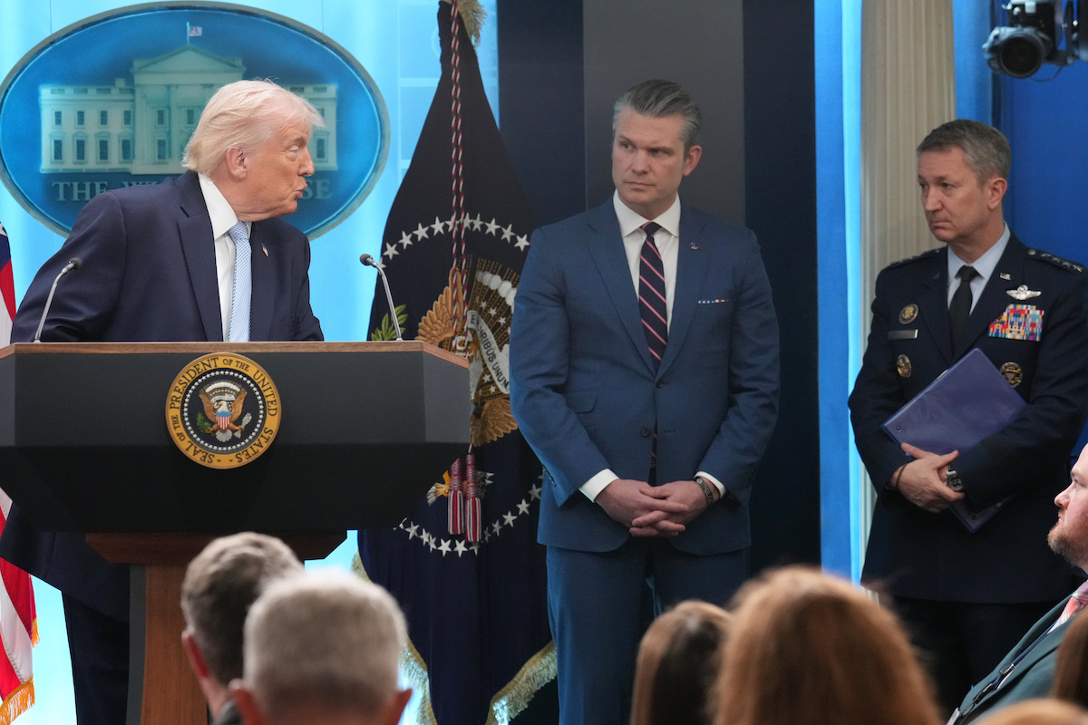 Trump, Hegseth and Caine at WH press conference 4-626