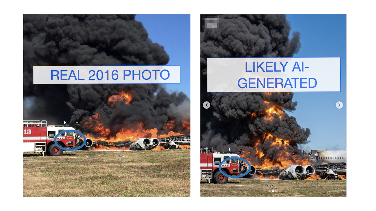 Graphic of false photos of B-52 bomber in California 06-2026