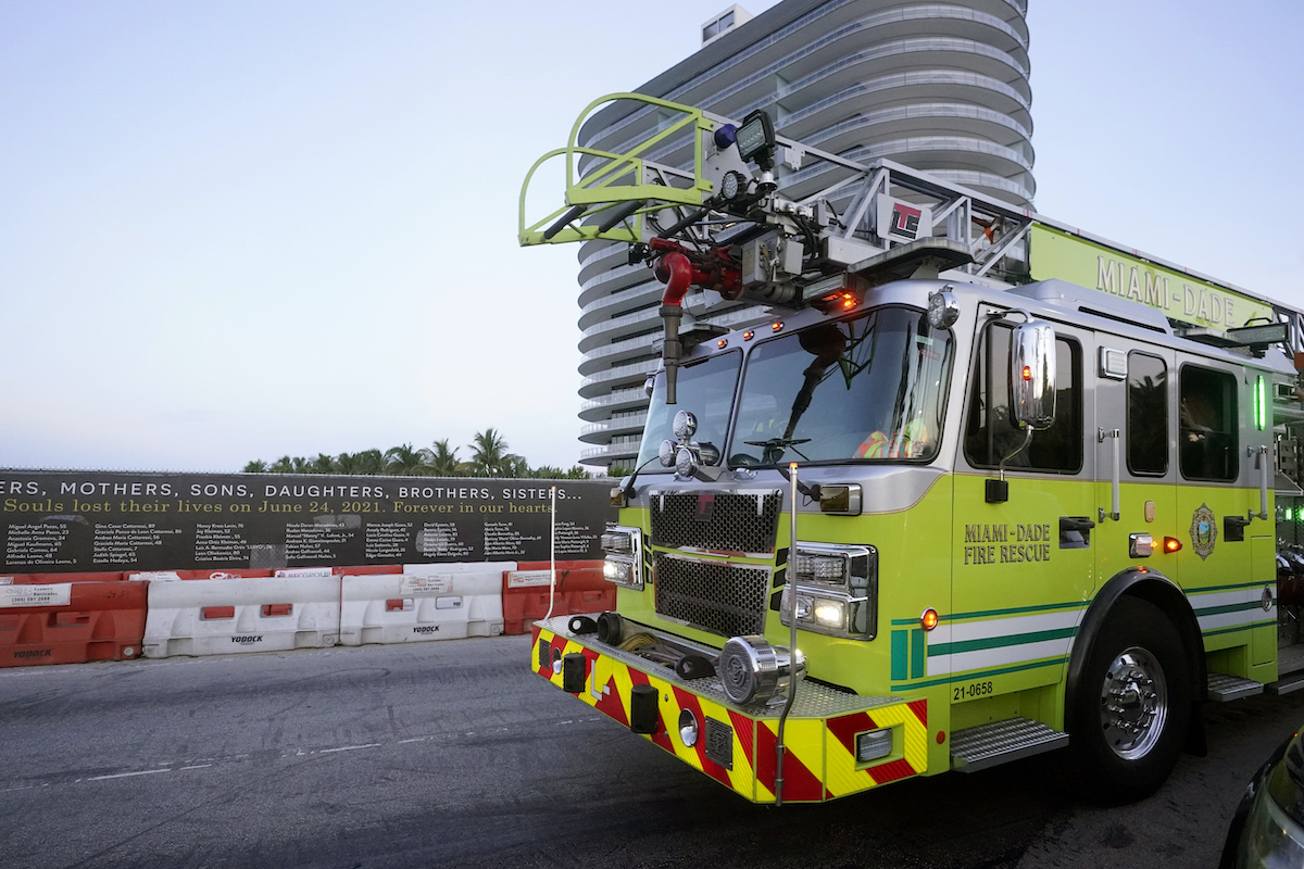 Miami Dade fire truck on road